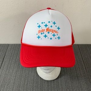 Andy Macgyver Trucker Hat Mens Red Mesh Back Snapback Custom Ink Plus Sticker